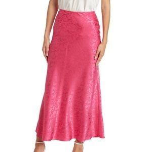 Ronny Kobo Mae Floral Satin Maxi Pink Skirt Women’s Medium Pull-on New with Tags